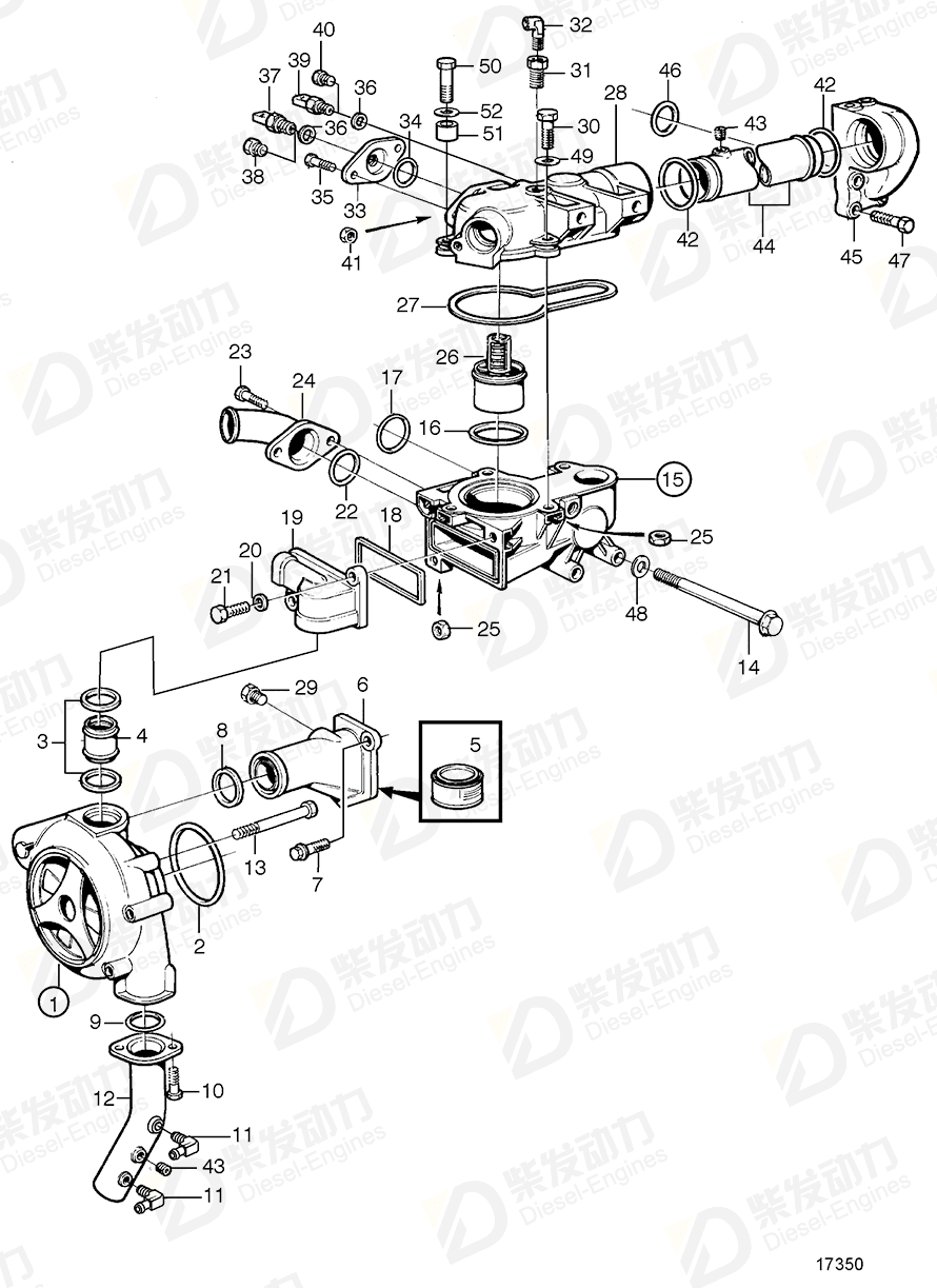 VOLVO Coolant pump 3183909 Drawing